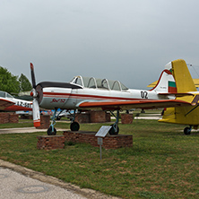 KRUMOVO, PLOVDIV, BULGARIA - 29 APRIL 2017: Plane Yakovlev Yak-52 in Aviation Museum near Plovdiv Airport, Bulgaria