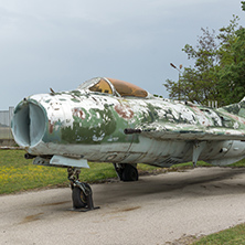 KRUMOVO, PLOVDIV, BULGARIA - 29 APRIL 2017: Fighter Mikoyan-Gurevich MiG-19 in Aviation Museum near Plovdiv Airport, Bulgaria