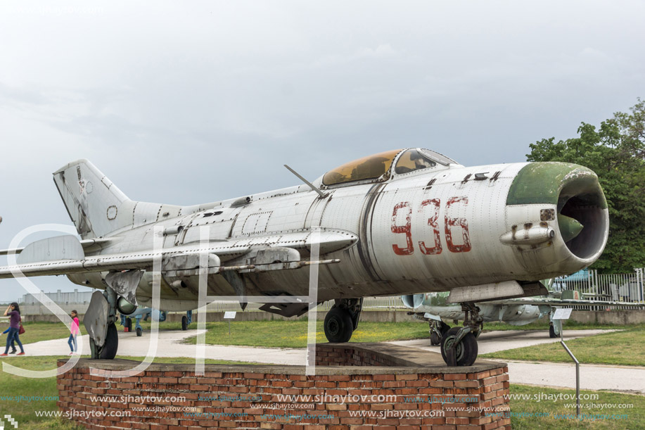 KRUMOVO, PLOVDIV, BULGARIA - 29 APRIL 2017: Fighter Mikoyan-Gurevich MiG-19 in Aviation Museum near Plovdiv Airport, Bulgaria