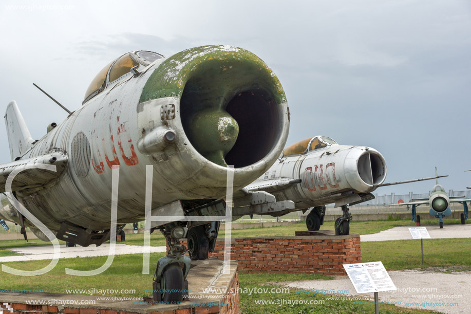 KRUMOVO, PLOVDIV, BULGARIA - 29 APRIL 2017: Fighter Mikoyan-Gurevich MiG-19 in Aviation Museum near Plovdiv Airport, Bulgaria
