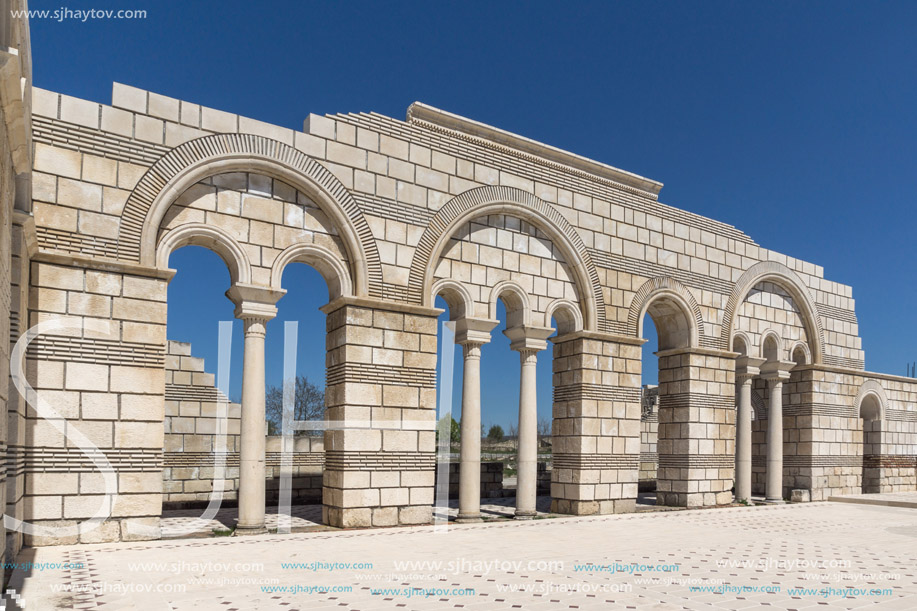 Ruins of The Great Basilica - largest Christian cathedral in medieval Europe near The capital city of the First  Bulgarian Empire Pliska, Bulgaria