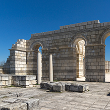 Ruins of The Great Basilica - largest Christian cathedral in medieval Europe near The capital city of the First  Bulgarian Empire Pliska, Bulgaria