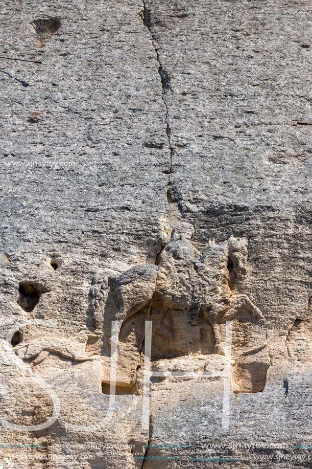 Early medieval rock relief Madara Rider from the period of First Bulgarian Empire, UNESCO World Heritage List,  Shumen Region, Bulgaria