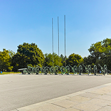 PLEVEN, BULGARIA - 20 SEPTEMBER 2015: Cannon in front of Panorama the Pleven Epopee 1877 in city of Pleven, Bulgaria