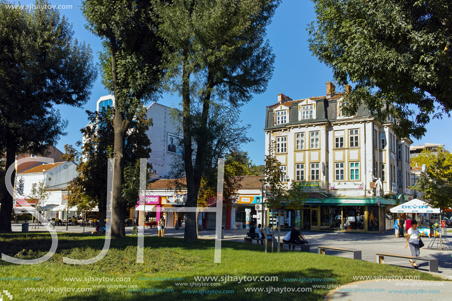 PLEVEN, BULGARIA - 20 SEPTEMBER 2015: Central street in city of Pleven, Bulgaria