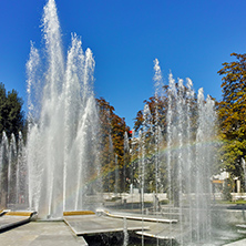 PLEVEN, BULGARIA - 20 SEPTEMBER 2015: Town hall and fountain in center of city of Pleven, Bulgaria