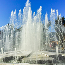 PLEVEN, BULGARIA - 20 SEPTEMBER 2015: Town hall and fountain in center of city of Pleven, Bulgaria