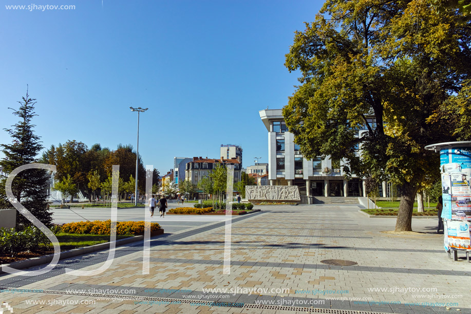 PLEVEN, BULGARIA - 20 SEPTEMBER 2015: Central street in city of Pleven, Bulgaria