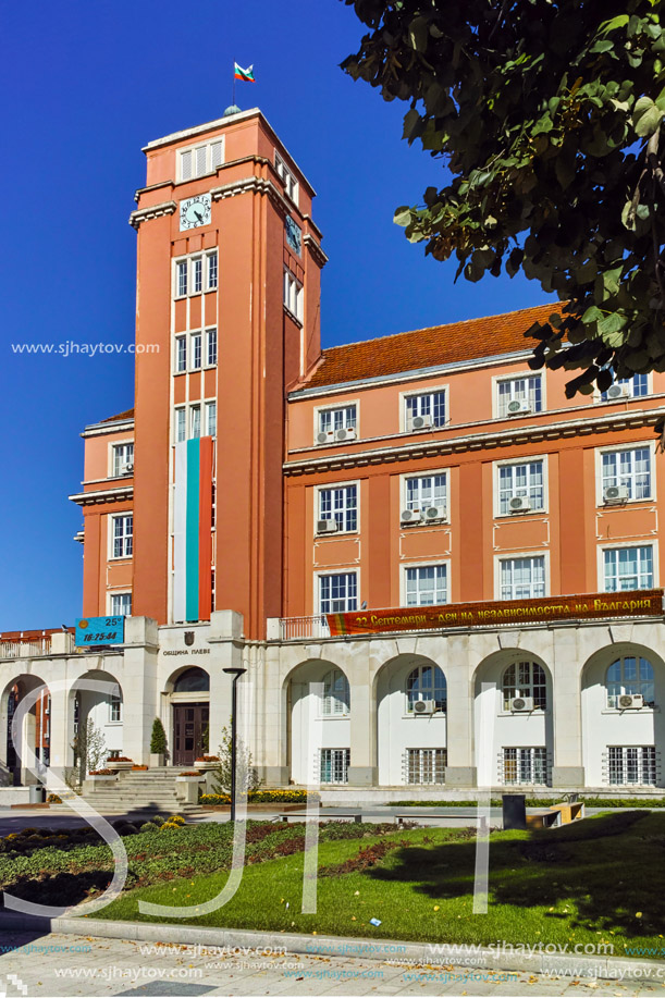 PLEVEN, BULGARIA - 20 SEPTEMBER 2015: Building of  Town hall in center of city of Pleven, Bulgaria