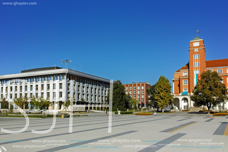 PLEVEN, BULGARIA - 20 SEPTEMBER 2015: Central square in city of Pleven, Bulgaria