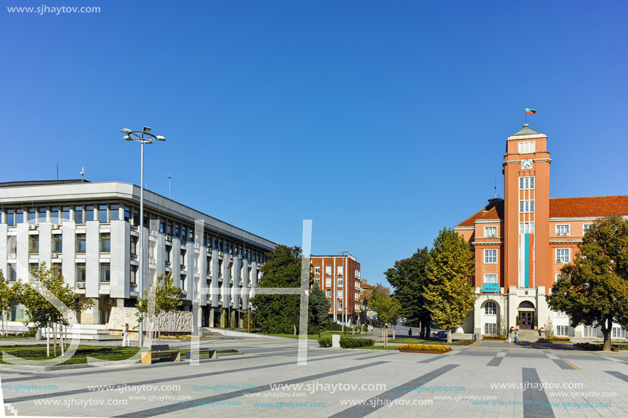 PLEVEN, BULGARIA - 20 SEPTEMBER 2015: Central square in city of Pleven, Bulgaria