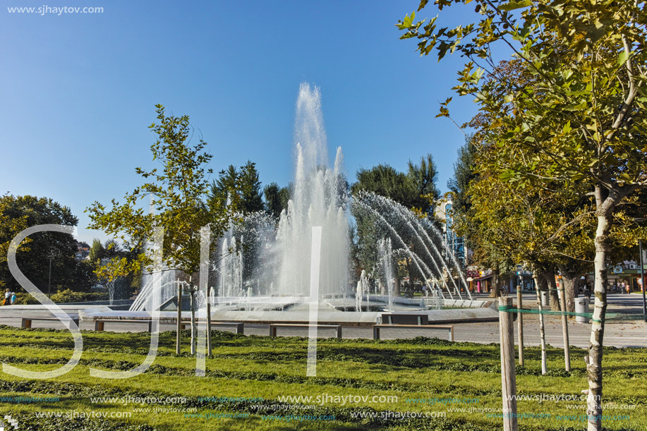 PLEVEN, BULGARIA - 20 SEPTEMBER 2015:  Fountain in center of city of Pleven, Bulgaria