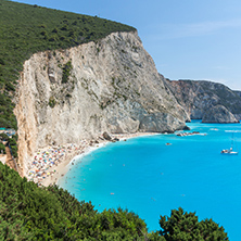 Amazing landscape of blue waters of Porto Katsiki Beach, Lefkada, Ionian Islands, Greece