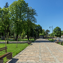PIROT, SERBIA -16 APRIL 2016: Center of  town of Pirot, Republic of Serbia