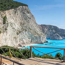 Amazing seascape of blue waters of Porto Katsiki Beach, Lefkada, Ionian Islands, Greece