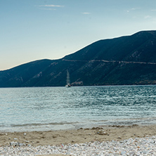 Amazing sunset on the beach of village of Vasiliki, Lefkada, Ionian Islands, Greece