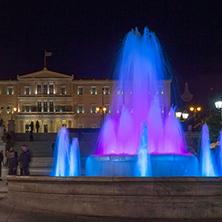 ATHENS, GREECE - JANUARY 19 2017:  Night photo of Syntagma Square in Athens, Attica, Greece