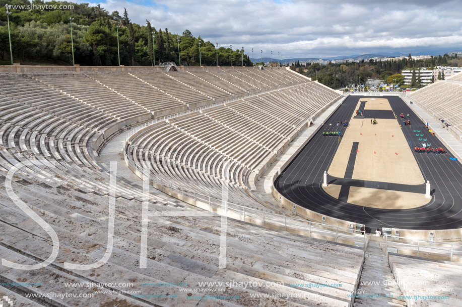 ATHENS, GREECE - JANUARY 20 2017:  Panathenaic stadium or kallimarmaro in Athens,  Attica, Greece
