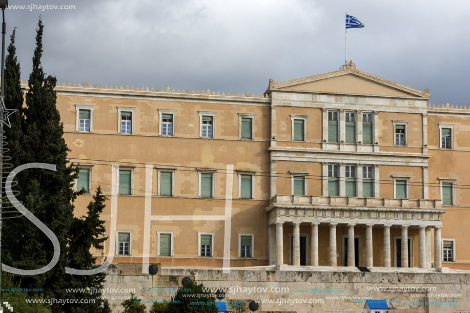 ATHENS, GREECE - JANUARY 20 2017:  The Greek parliament in Athens, Attica, Greece