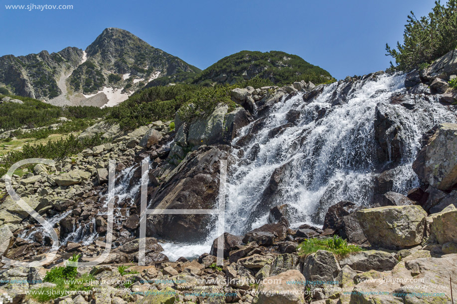 Waterfall and Sivrya peak, Pirin Mountain, Bulgaria