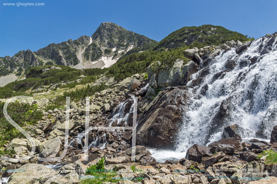 Waterfall and Sivrya peak, Pirin Mountain, Bulgaria