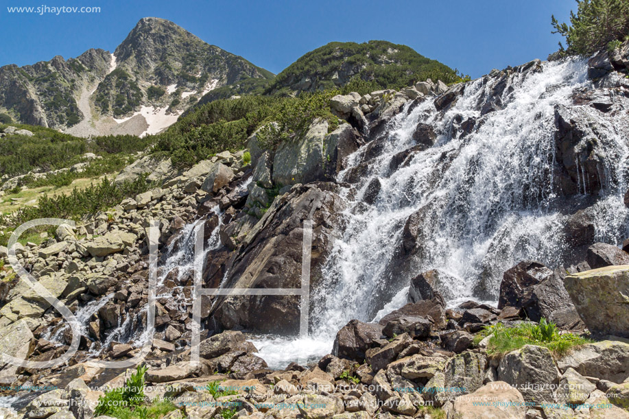 Waterfall and Sivrya peak, Pirin Mountain, Bulgaria