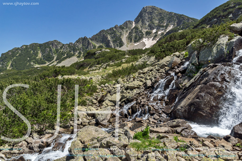 Waterfall and Sivrya peak, Pirin Mountain, Bulgaria