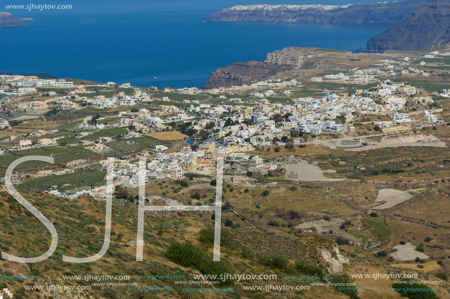 Panoramic view of Santorini island, Thira, Cyclades, Greece