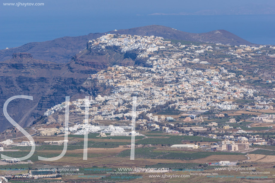 Panoramic view of Santorini island, Thira, Cyclades, Greece