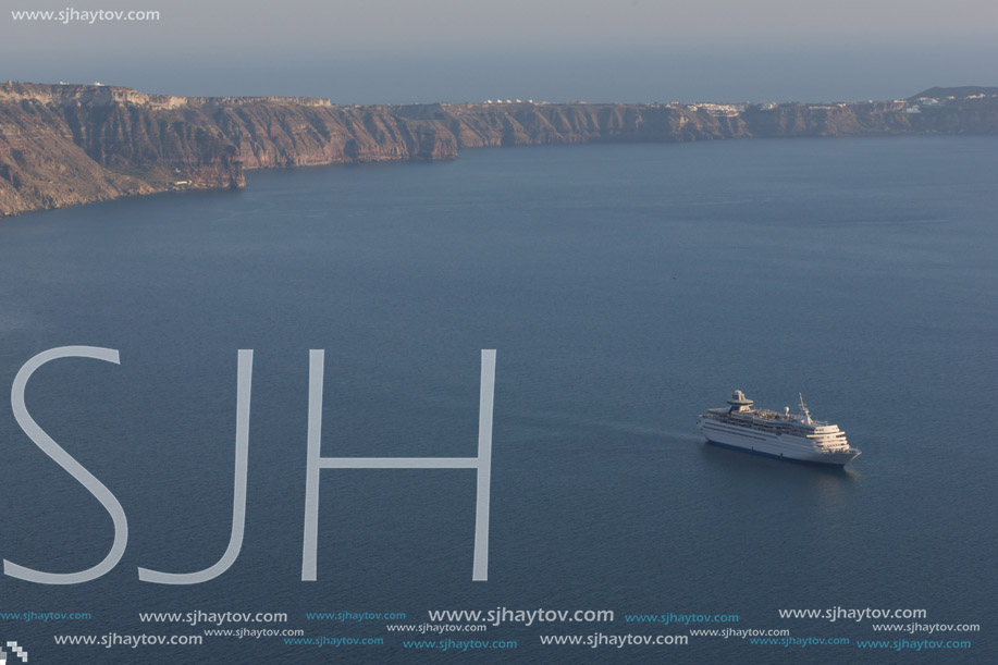 Panoramic view of Santorini island, Thira, Cyclades, Greece