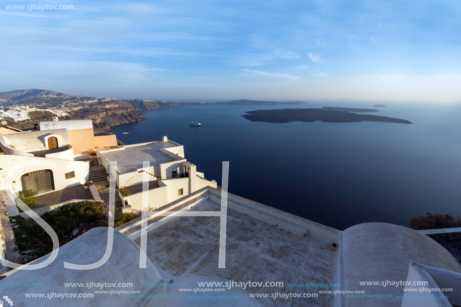 Panoramic view of Santorini island, Thira, Cyclades, Greece