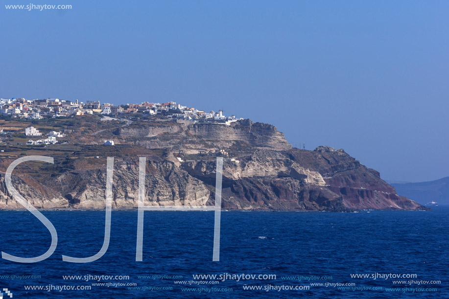 Panoramic view of Santorini island, Thira, Cyclades, Greece