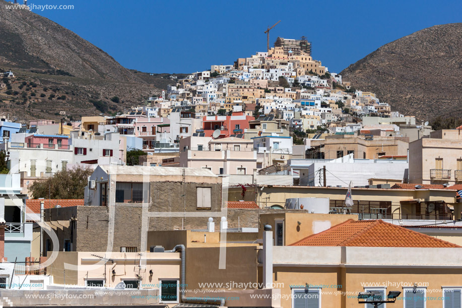 Panoramic view to City of Ermopoli, Syros, Cyclades Islands, Greece