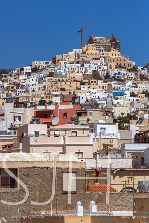 Panoramic view to City of Ermopoli, Syros, Cyclades Islands, Greece