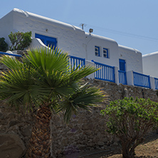 White houses in town of Mykonos, Cyclades Islands, Greece