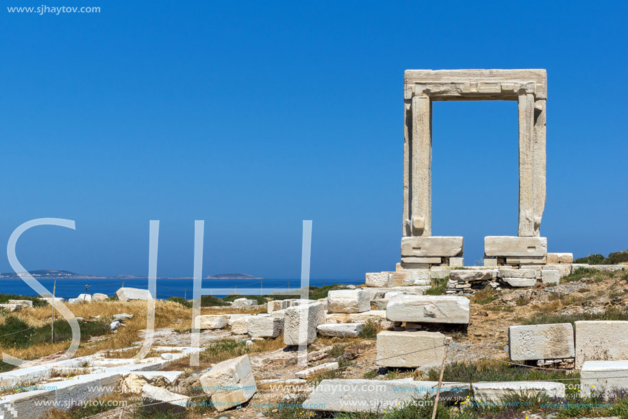 Landscape of Portara, Apollo Temple Entrance, Naxos Island, Cyclades, Greece