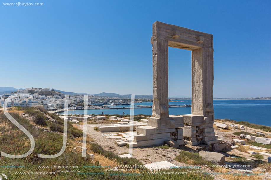 Landscape of Portara, Apollo Temple Entrance, Naxos Island, Cyclades, Greece