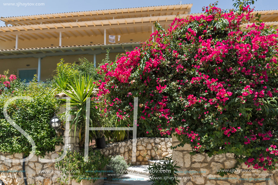 VASILIKI, LEFKADA, GREECE JULY 16, 2014: Panorama of Village of Vasiliki, Lefkada, Ionian Islands, Greece