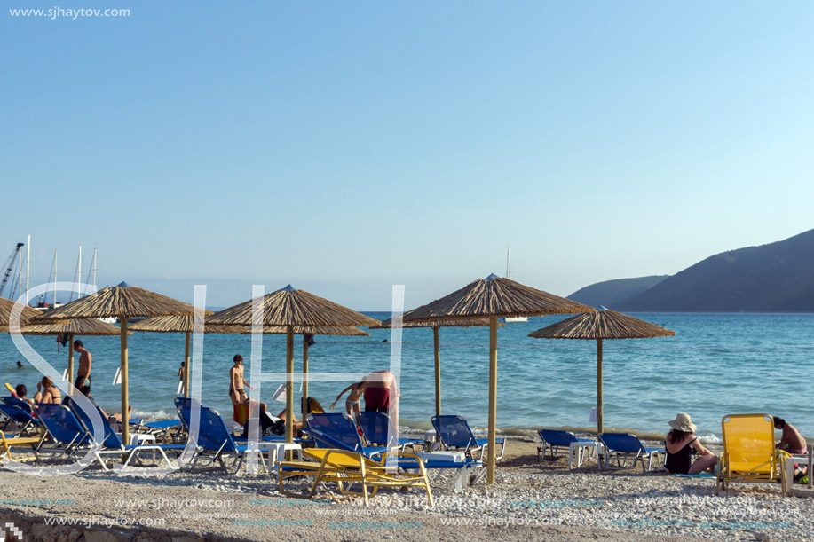 VASILIKI, LEFKADA, GREECE JULY 16, 2014: Panorama of Village of Vasiliki, Lefkada, Ionian Islands, Greece