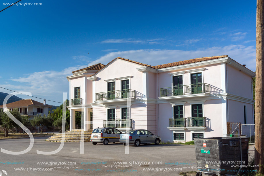 VASILIKI, LEFKADA, GREECE JULY 16, 2014: Panorama of Village of Vasiliki, Lefkada, Ionian Islands, Greece