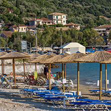 VASILIKI, LEFKADA, GREECE JULY 16, 2014: Panorama of Village of Vasiliki, Lefkada, Ionian Islands, Greece