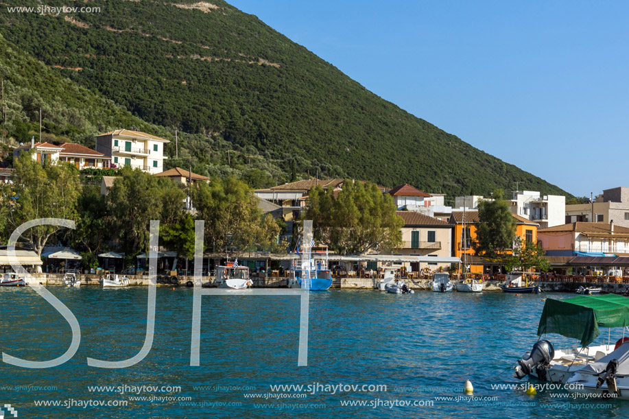 VASILIKI, LEFKADA, GREECE JULY 16, 2014: Panorama of Village of Vasiliki, Lefkada, Ionian Islands, Greece