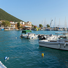 VASILIKI, LEFKADA, GREECE JULY 16, 2014: Panorama of Village of Vasiliki, Lefkada, Ionian Islands, Greece