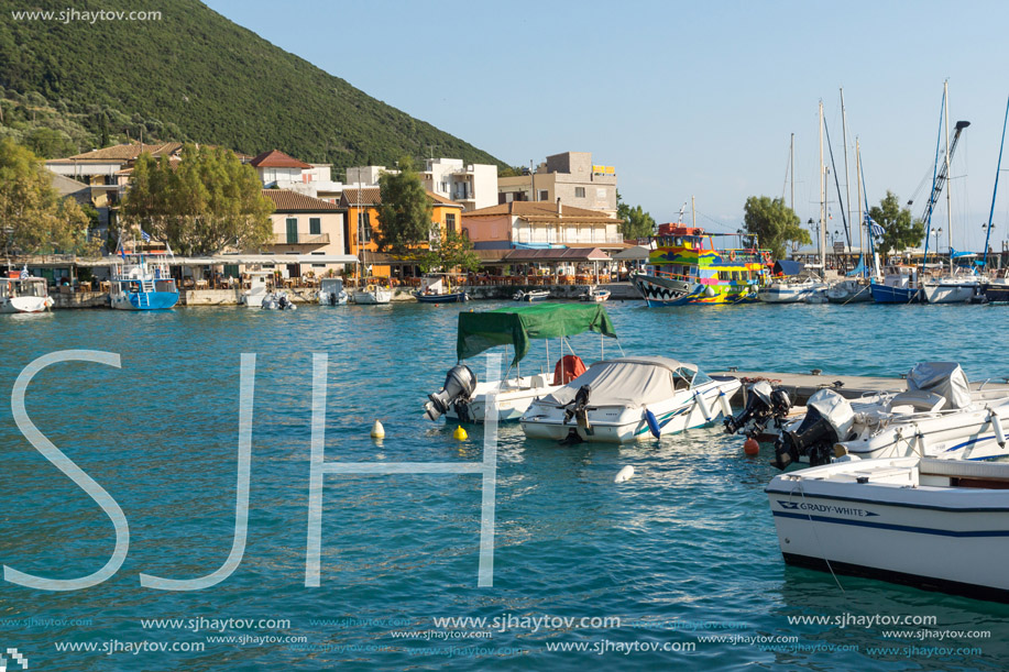 VASILIKI, LEFKADA, GREECE JULY 16, 2014: Panorama of Village of Vasiliki, Lefkada, Ionian Islands, Greece