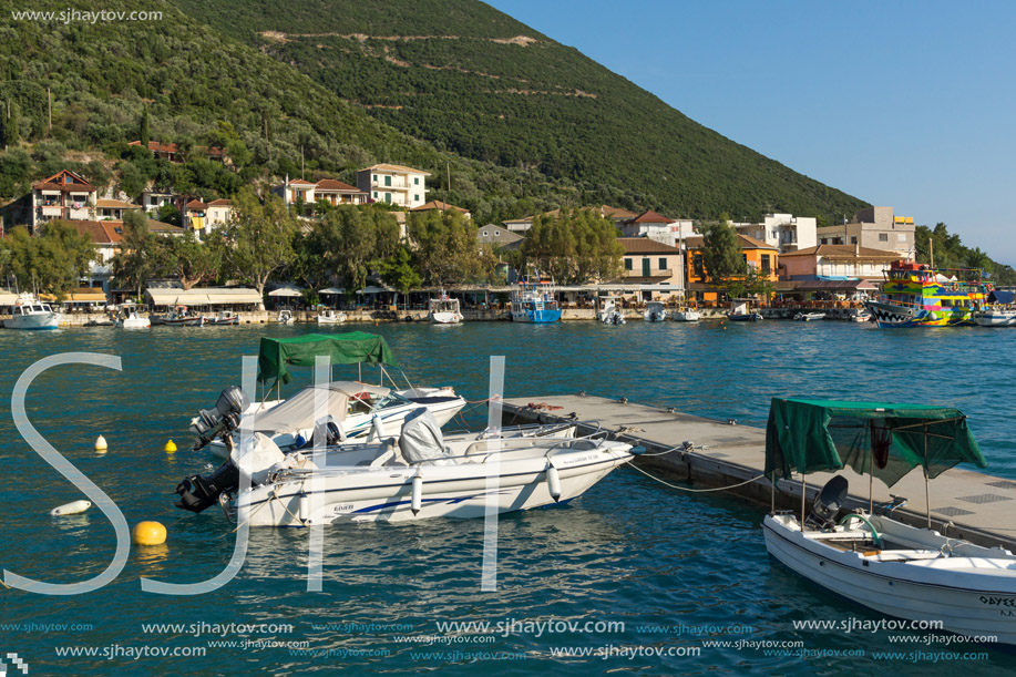 VASILIKI, LEFKADA, GREECE JULY 16, 2014: Panorama of Village of Vasiliki, Lefkada, Ionian Islands, Greece