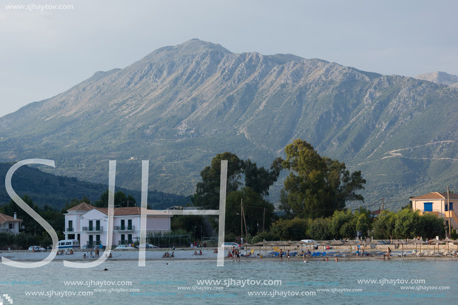 VASILIKI, LEFKADA, GREECE JULY 16, 2014: Panorama of Village of Vasiliki, Lefkada, Ionian Islands, Greece