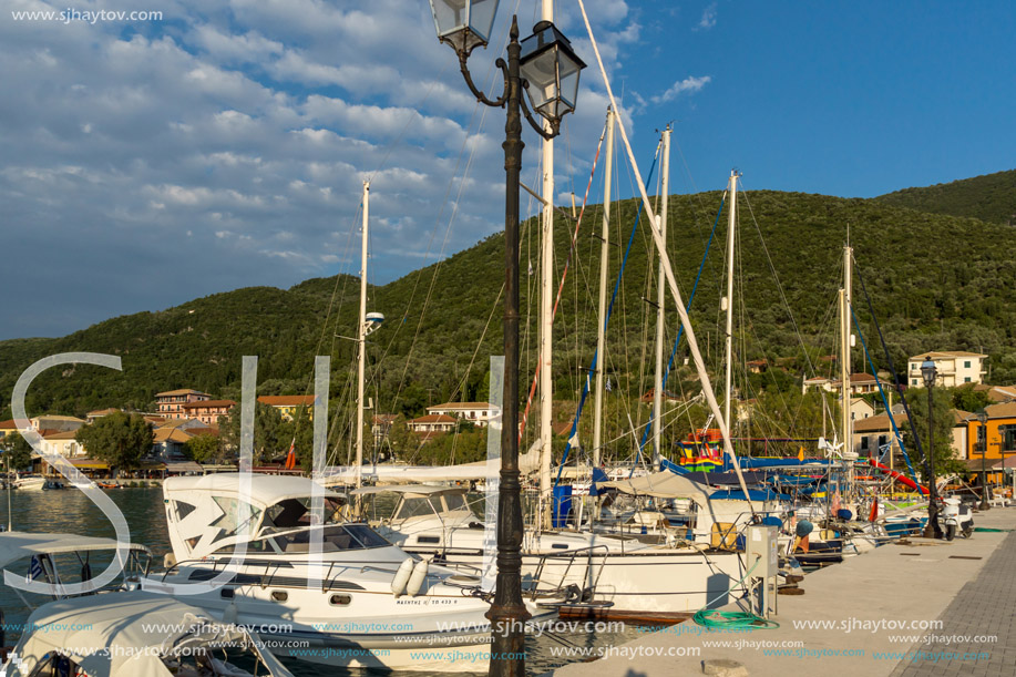 VASILIKI, LEFKADA, GREECE JULY 16, 2014: Panorama of Village of Vasiliki, Lefkada, Ionian Islands, Greece