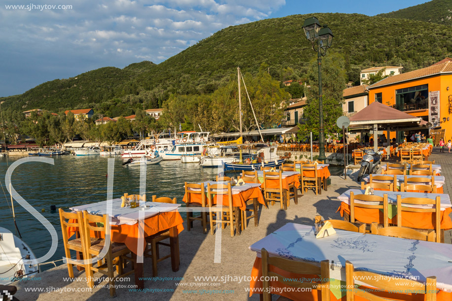 VASILIKI, LEFKADA, GREECE JULY 16, 2014: Panorama of Village of Vasiliki, Lefkada, Ionian Islands, Greece