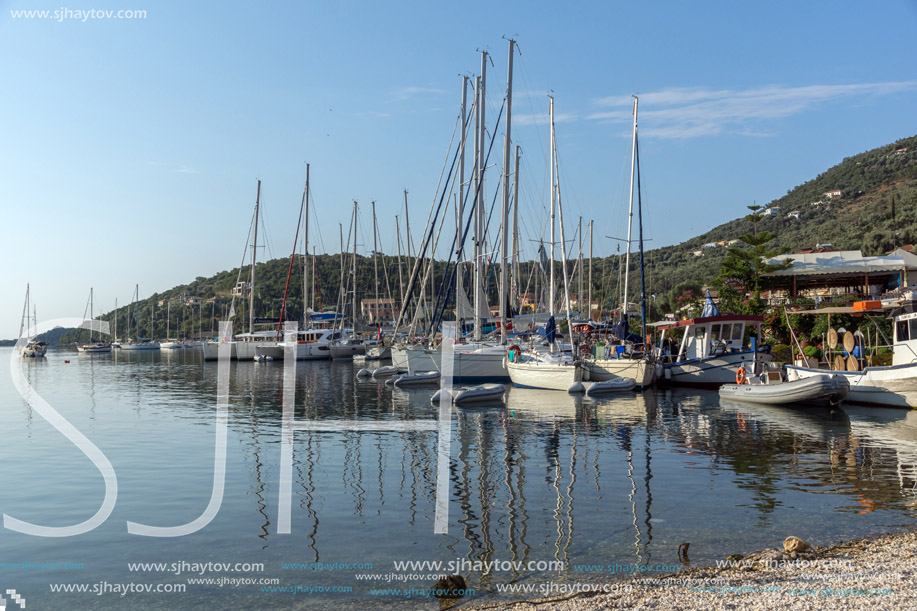 SIVOTA, LEFKADA, GREECE JULY 17, 2014: Panorama of Village of Sivota, Lefkada, Ionian Islands, Greece