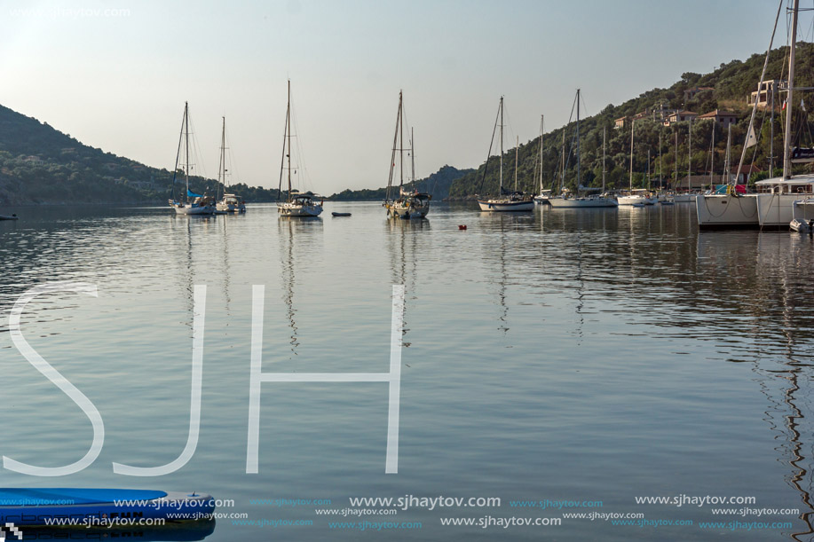 SIVOTA, LEFKADA, GREECE JULY 17, 2014: Panorama of Village of Sivota, Lefkada, Ionian Islands, Greece